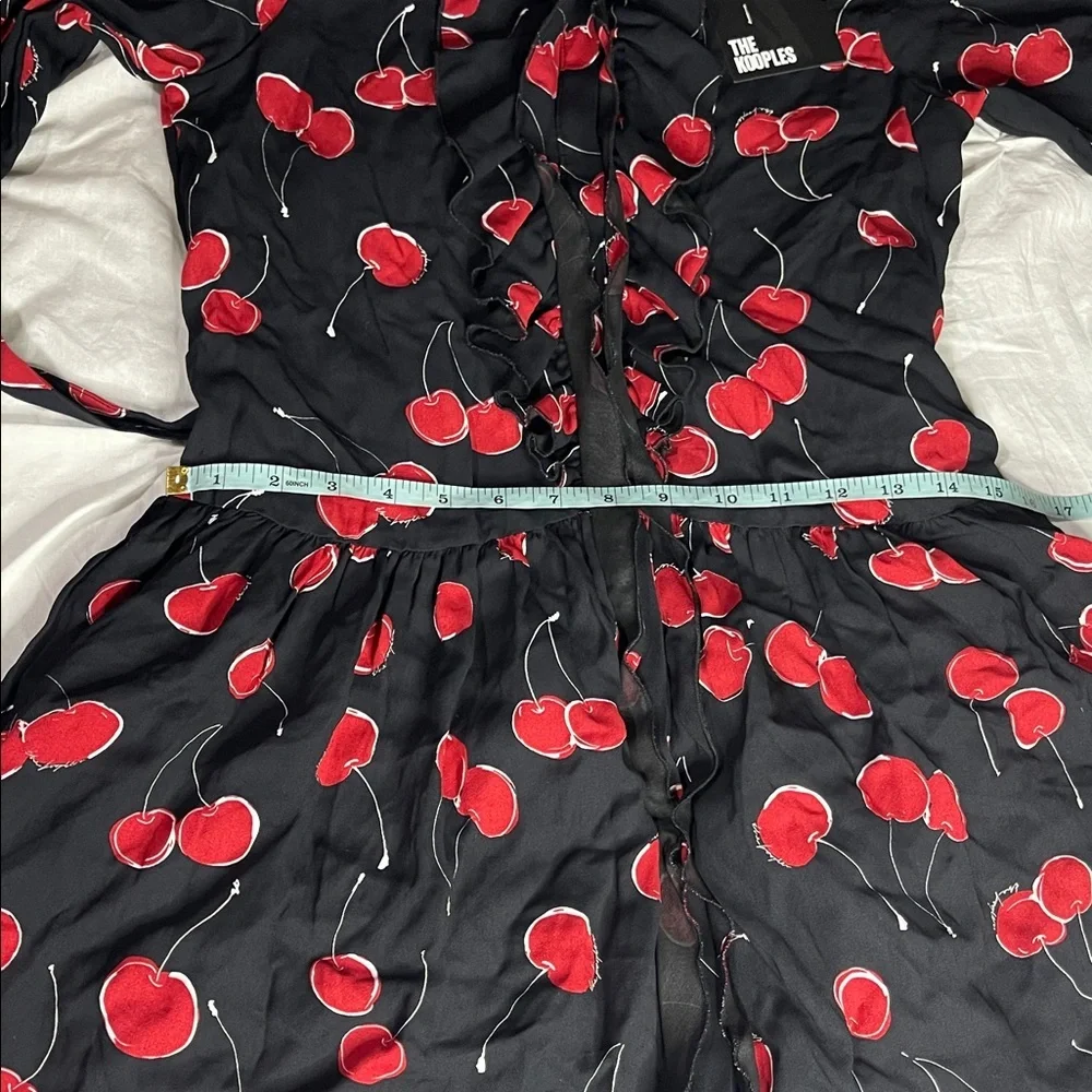 NWT The Kooples Short Cherry 🍒 Printed Black Dress Small - Picture 7 of 8